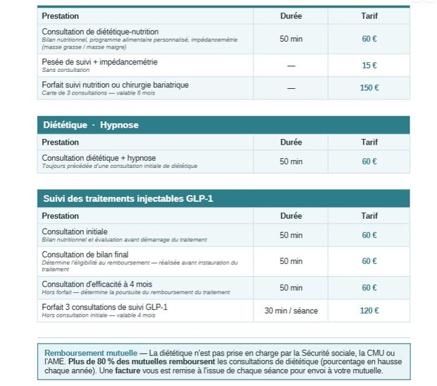 TARIFS TARIFS